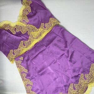 Agent Provocateur Lucie Purple Yellow Silk Set AP4 Large New